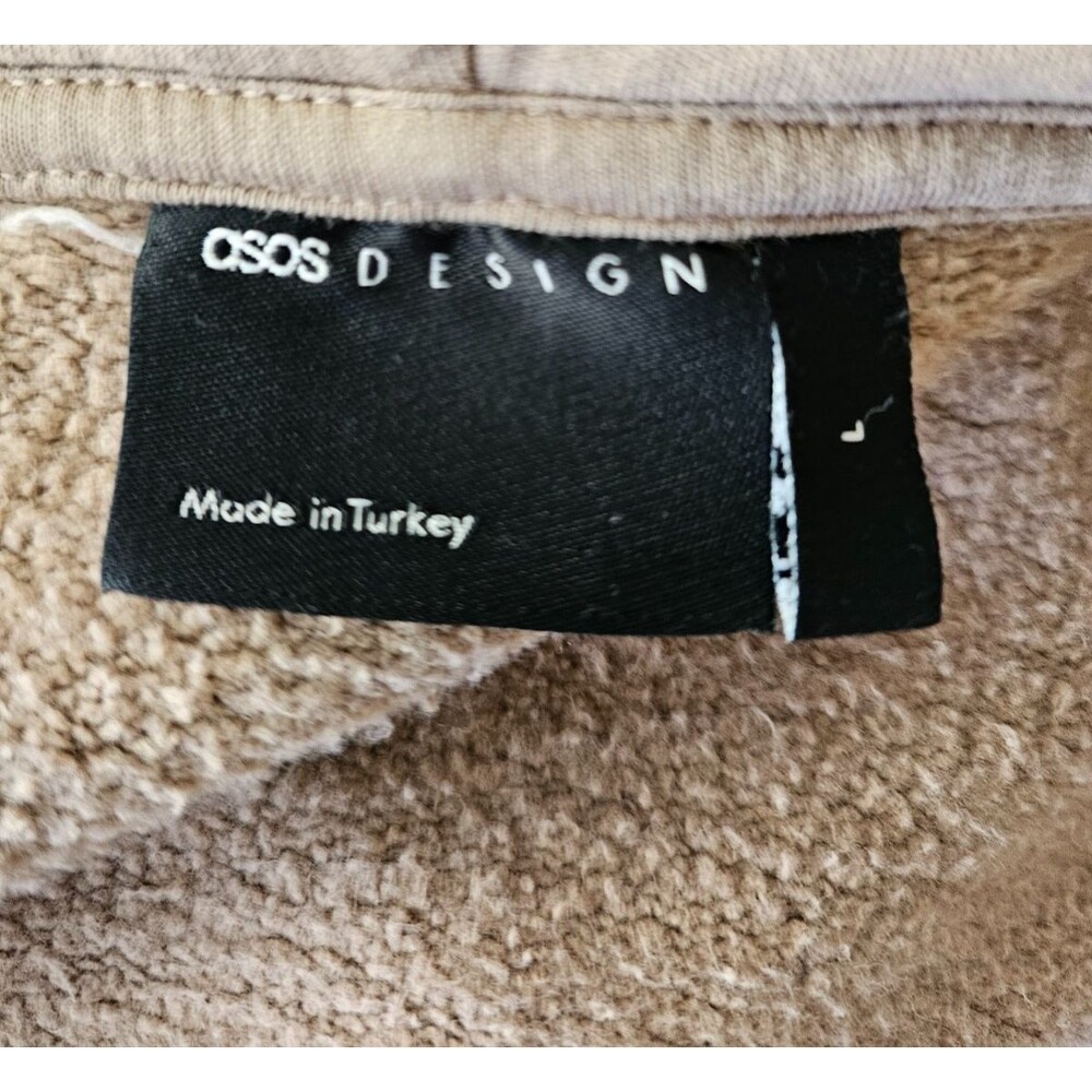 ASOS DESIGN Full Zip Up Hoodie light brown Casual Comfy Everyday Size L - Picture 3 of 4